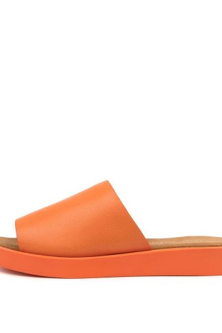Top End Faron Bright Orange Orange Sole Flat Sandals