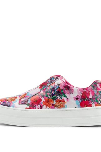 Django & Juliette Shia Dj Poppy Print White Sole Leather Poppy Print White Sole Sneakers