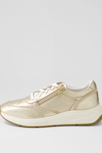 Geox D Cristael E Ge Lt Gold Leather Lt Gold Sneakers